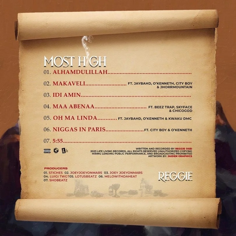 Reggie – Most High (Full EP) Tracklist